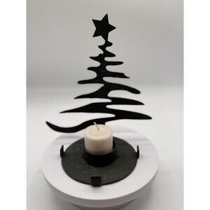 Metal Christmas Tree Tea Light Votive Candle Holder  7” Rustic Cabin Mountains